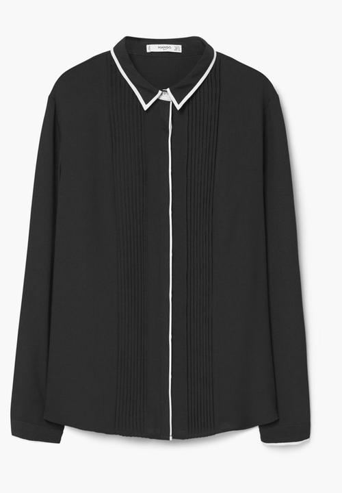 MANGO - Contrast Trim Shirt Black