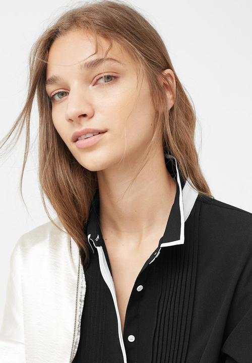 MANGO - Contrast Trim Shirt Black