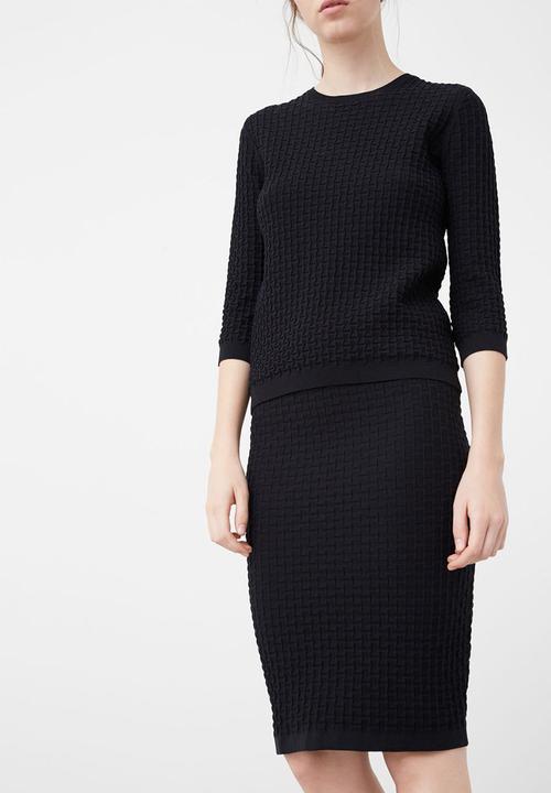 MANGO - Textured Pencil Skirt Black