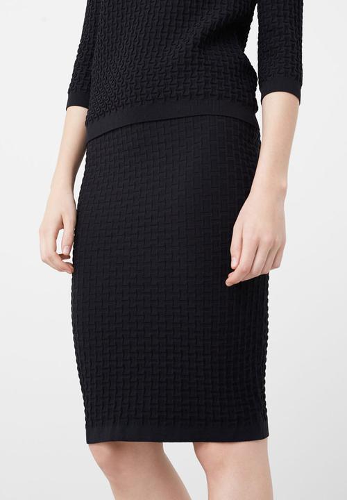 MANGO - Textured Pencil Skirt Black