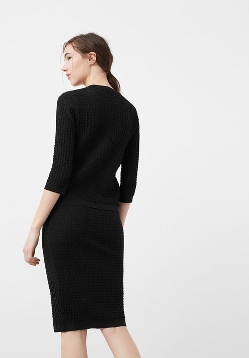 MANGO - Textured Pencil Skirt Black