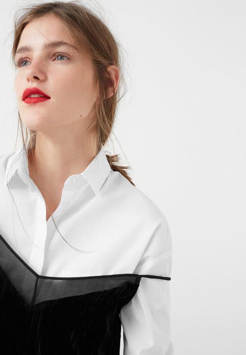 MANGO - Thin Strap Velvet Top Black