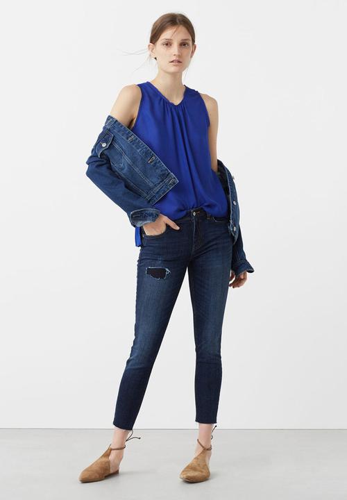 MANGO - Flowy Sleeveless Blouse Cobalt