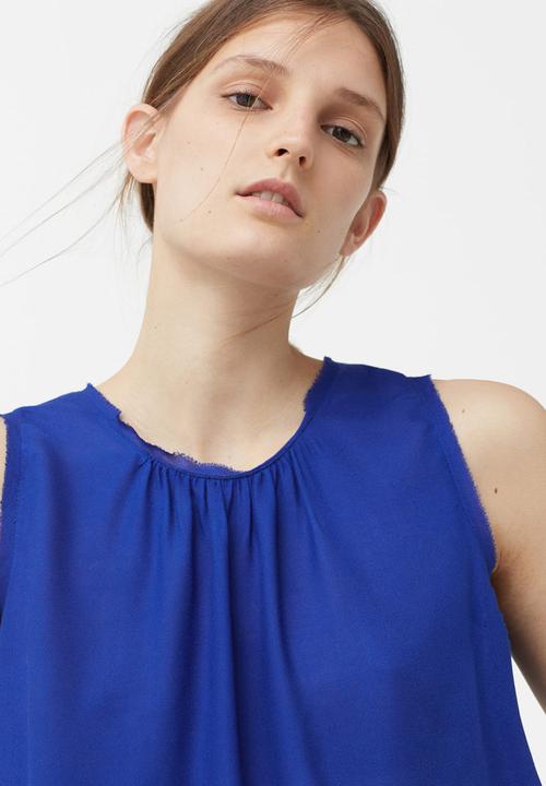 MANGO - Flowy Sleeveless Blouse Cobalt