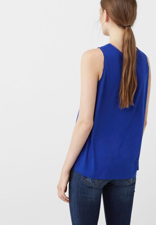 MANGO - Flowy Sleeveless Blouse Cobalt