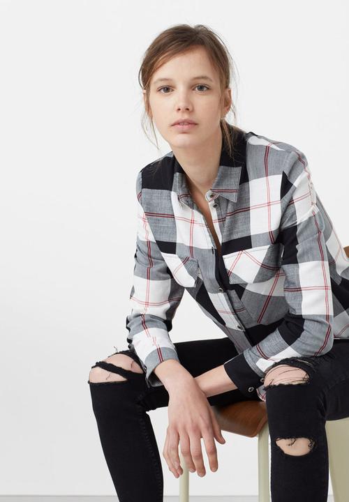 MANGO - Check Shirt Black and Grey