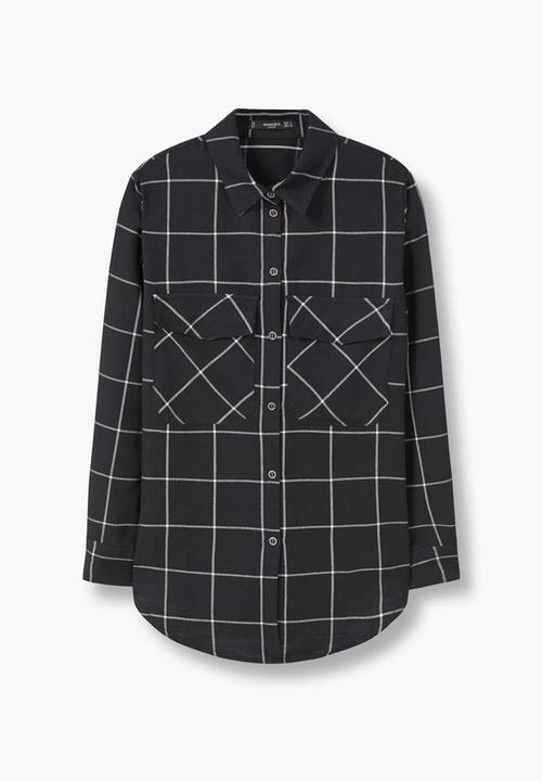 MANGO - Check Shirt Black