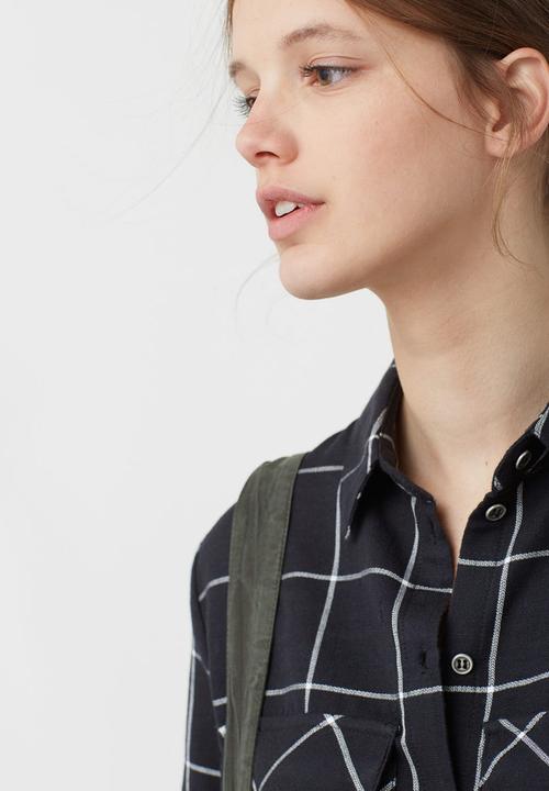 MANGO - Check Shirt Black