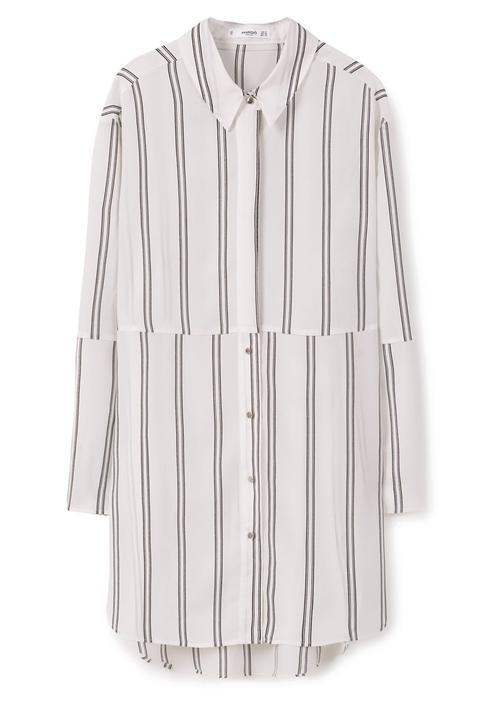 MANGO - Contrast Striped Shirt Black and White