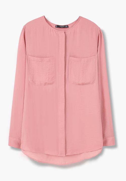 MANGO - Long Sleeve Flowy Shirt Mid Pink