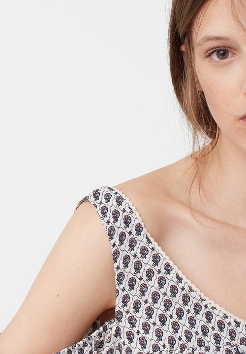 MANGO - All-over Print Blouse Off White