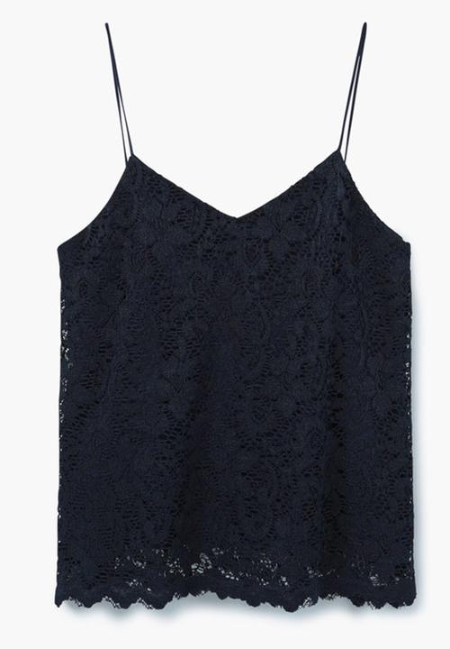 MANGO - All-over Lace Top Navy