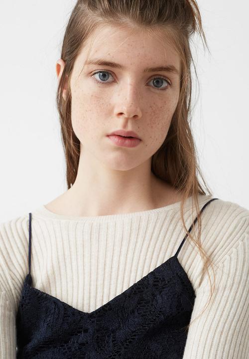 MANGO - All-over Lace Top Navy