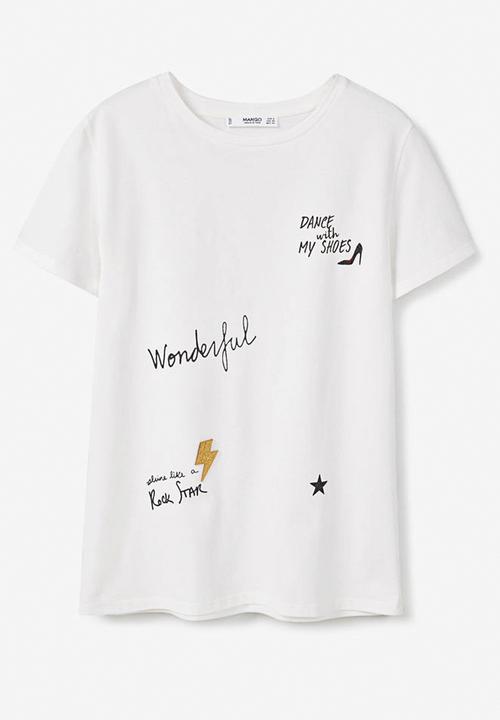 MANGO - Print Detail T-shirt White