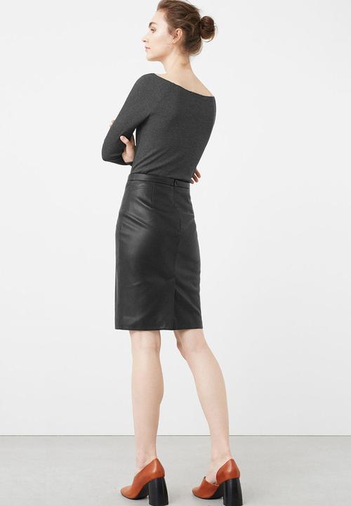MANGO - Leather Look Pencil Skirt Black