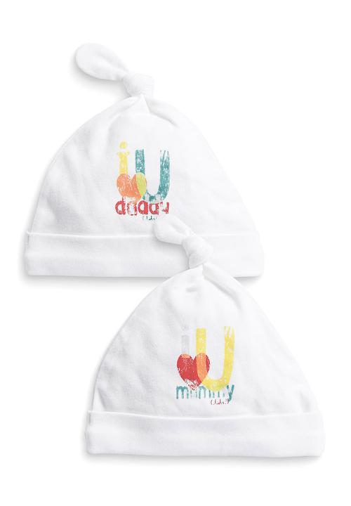 Next - 2-pack Mummy and Daddy Tie-top Hats Multi-colour