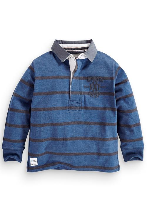 Next - Striped Rubgy Sweater Navy