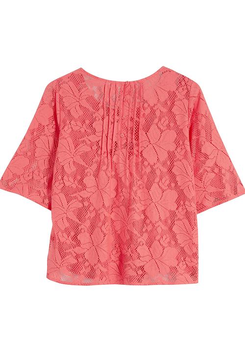Next - Lace Pintuck Blouse Coral