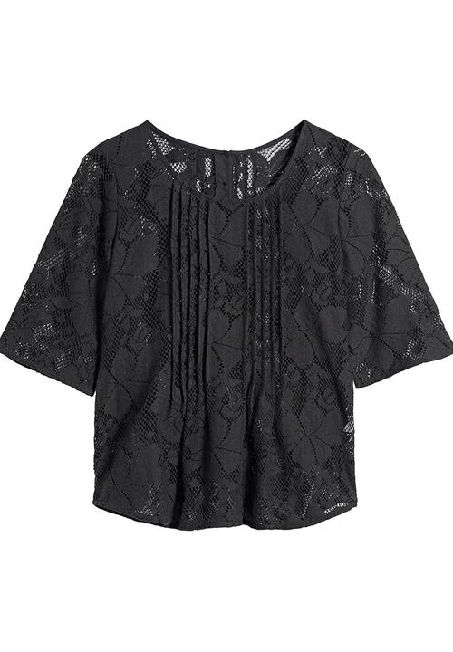 Next - Lace Pintuck Blouse Dark Grey Dark Grey