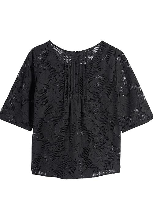 Next - Lace Pintuck Blouse Dark Grey Dark Grey