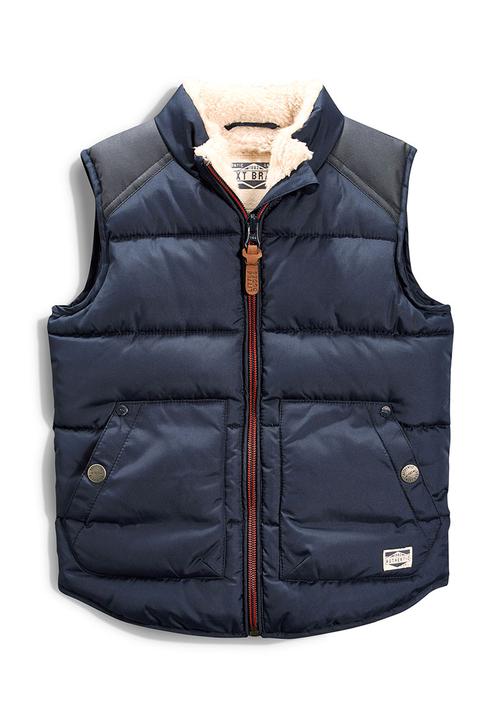 Next - Navy Gilet With Borg Lining Navy