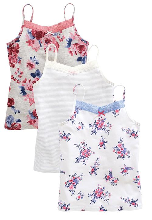 Next - Three Pack Floral Camis Mid Pink