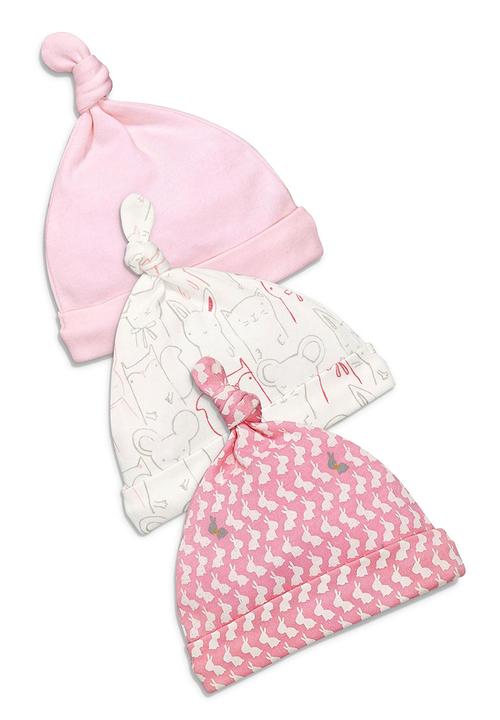 Next - Three Pack Tie Top Hats Mid Pink