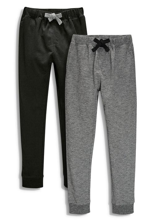Next - Two Pack Grey And Black Textured Joggers Black