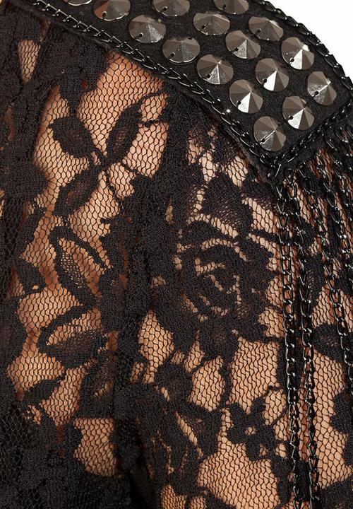 City Chic - Long-sleeve lace tunic Black