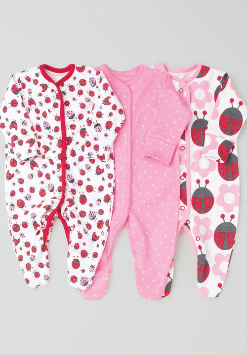 Next - 3-pack Ladybird-print Sleepsuits Multi-colour