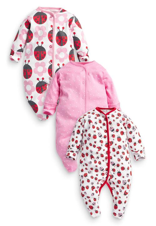 Next - 3-pack Ladybird-print Sleepsuits Multi-colour