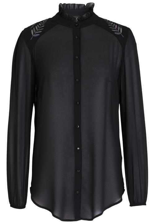 Marique Yssel - Vicky Frill Neck Blouse with Embroidery Black