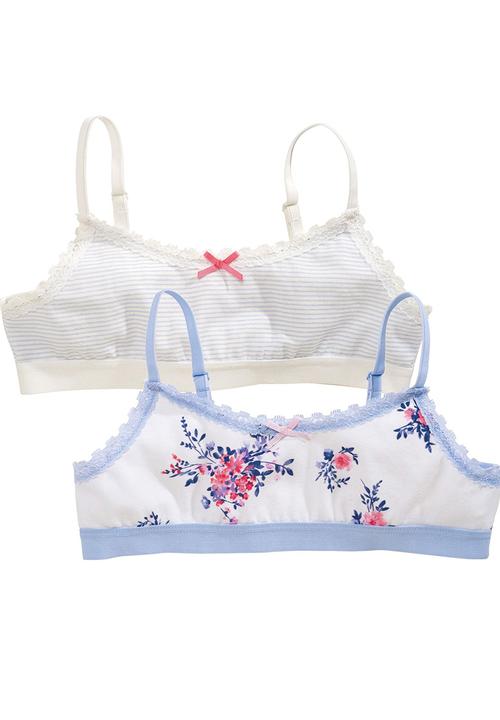 Next - Two Pack Floral Crop Tops Blue and White