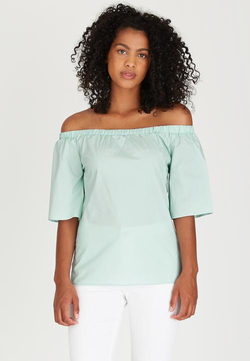 Closet London - Off-the-shoulder Top Light Green