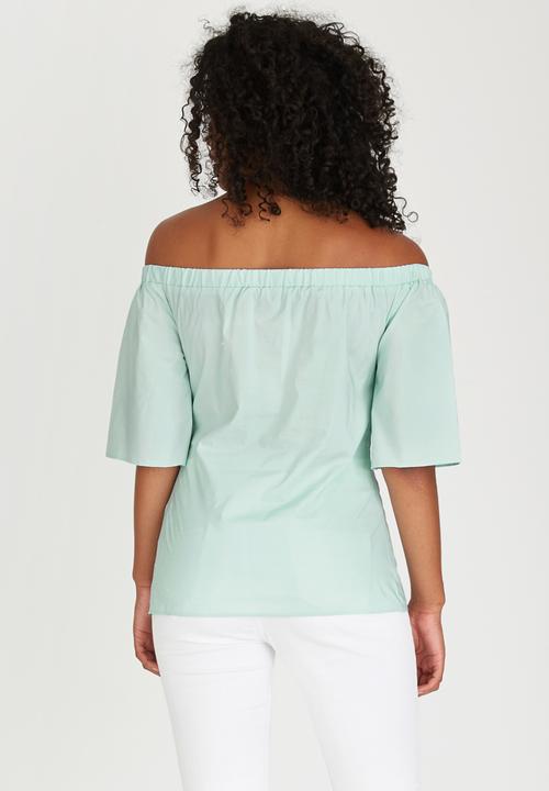 Closet London - Off-the-shoulder Top Light Green