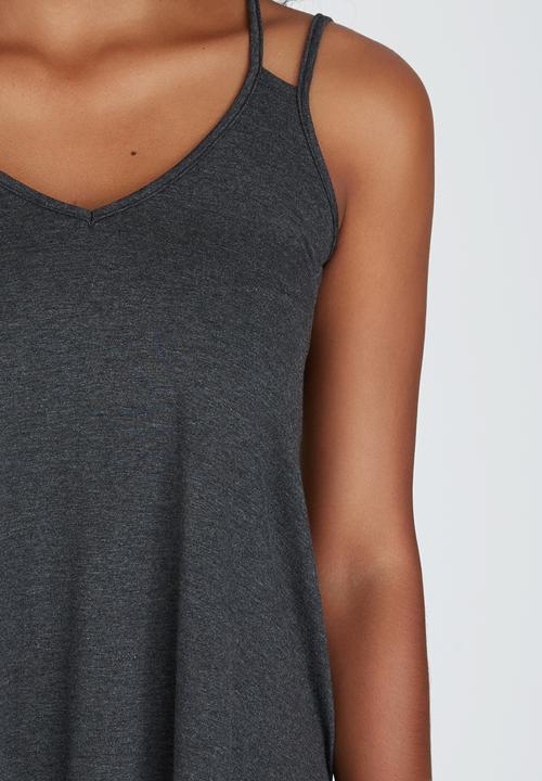 c(inch) - Double Strap Cami Dark Grey