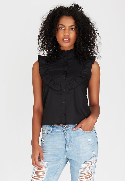 STYLE REPUBLIC - Frill Detail Shirt Black