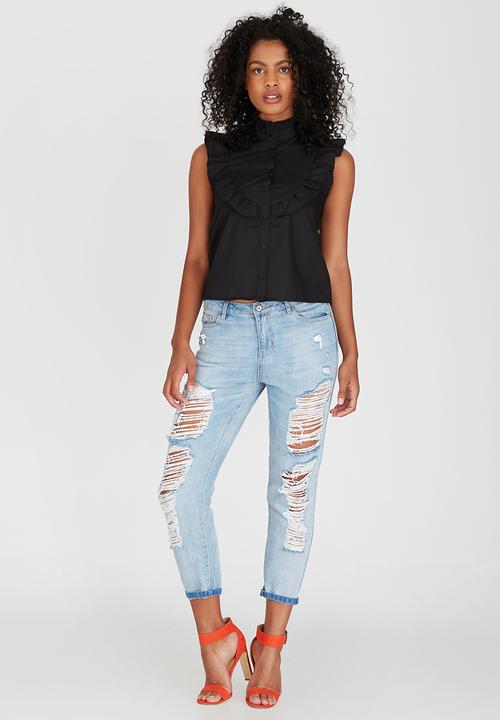 STYLE REPUBLIC - Frill Detail Shirt Black