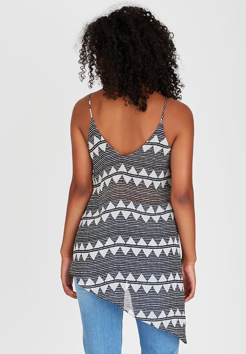 STYLE REPUBLIC - Asymmetrical Cami Black and White