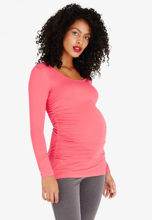 Cherry Melon - Side Gauge Long Sleeve Top Coral