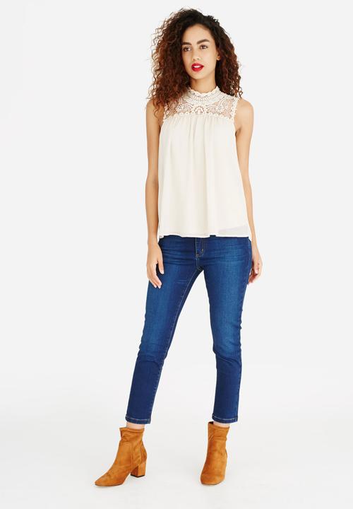 ONLY - Cat High Neck Sleeveless Blouse Stone