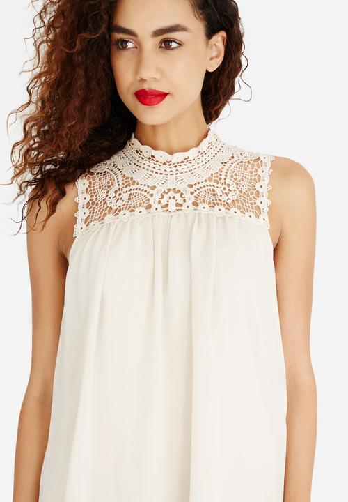 ONLY - Cat High Neck Sleeveless Blouse Stone