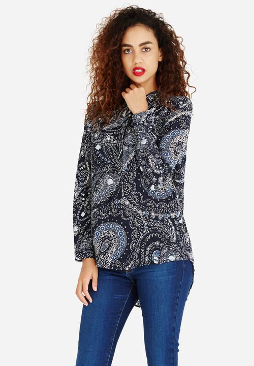 ONLY - Nova Paisley Print Tunic Shirt Navy