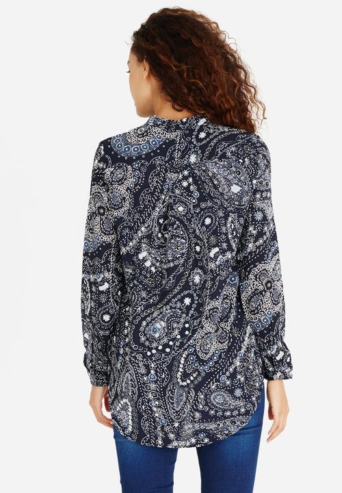 ONLY - Nova Paisley Print Tunic Shirt Navy