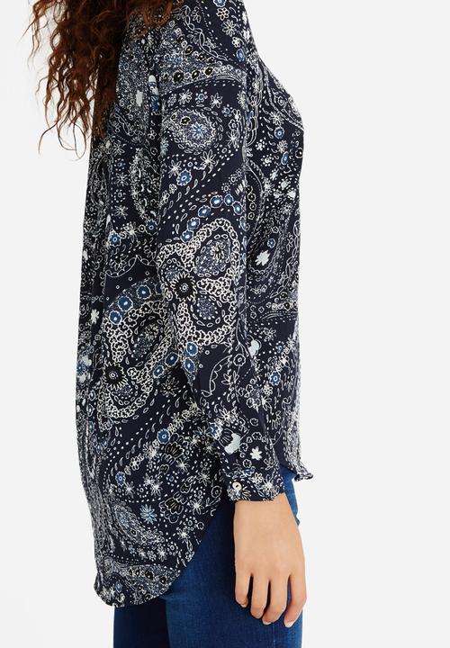 ONLY - Nova Paisley Print Tunic Shirt Navy