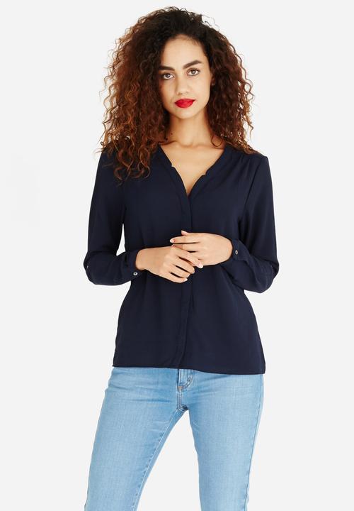 ONLY - Nova Lux Pleat Detail Blouse Navy