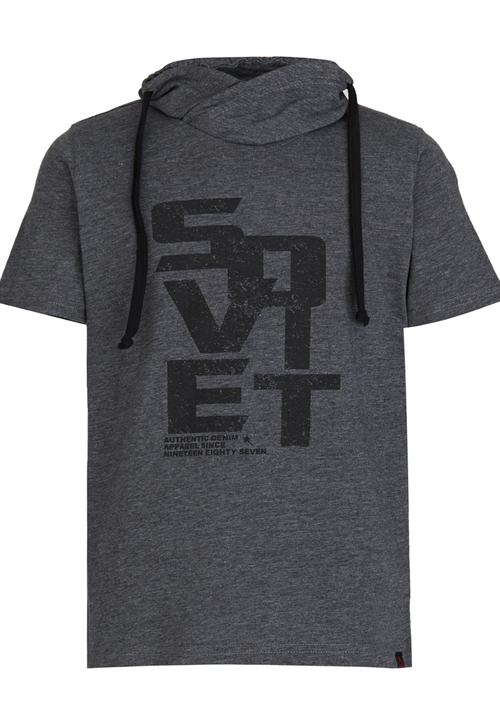 SOVIET - Printed Snood  Tee Dark Grey