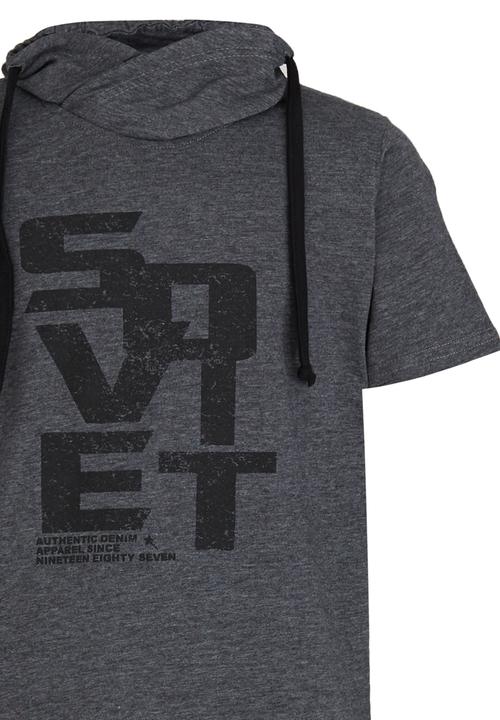 SOVIET - Printed Snood  Tee Dark Grey