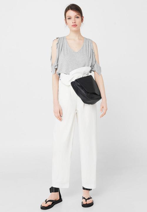 MANGO - Cut-out Detail T-shirt Grey