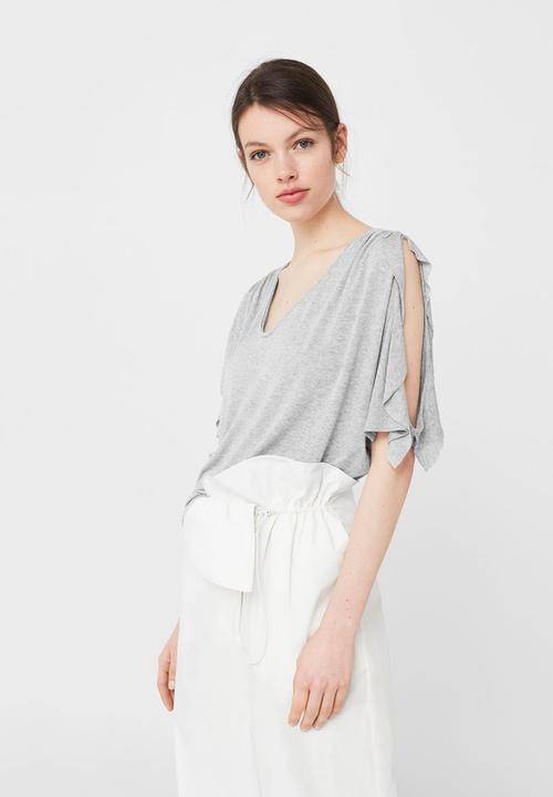 MANGO - Cut-out Detail T-shirt Grey